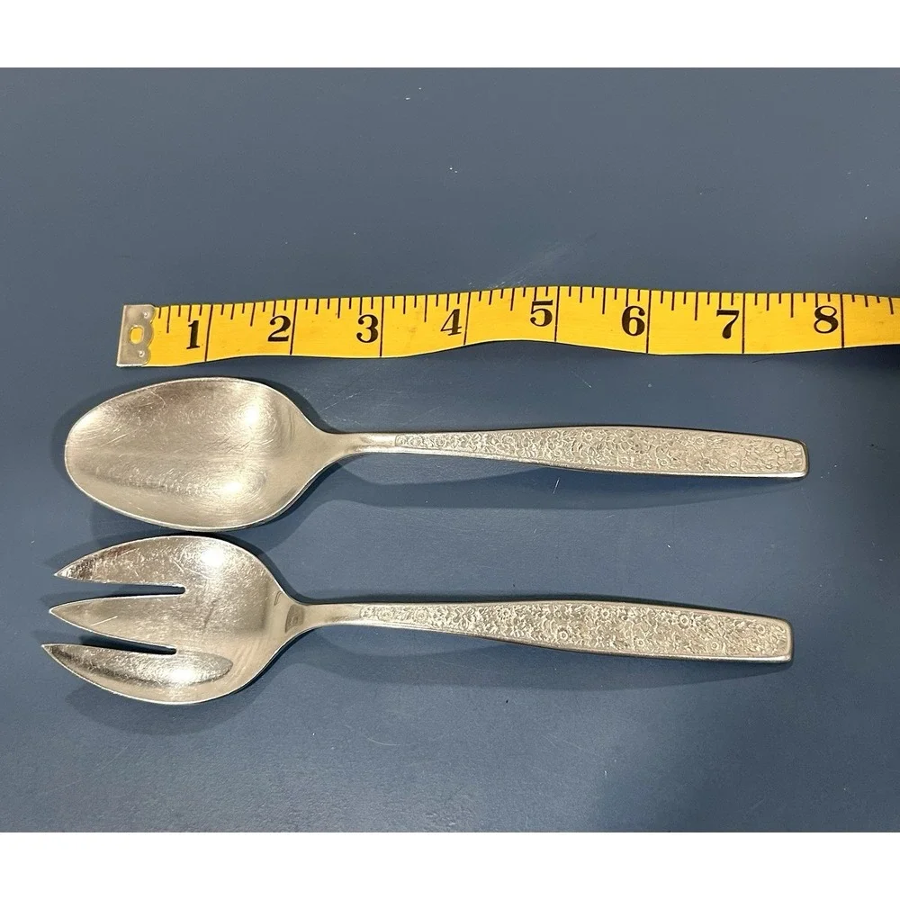Rogers Co/Stanley Roberts La Spana pattern Stainless Serving Set Floral Embossed